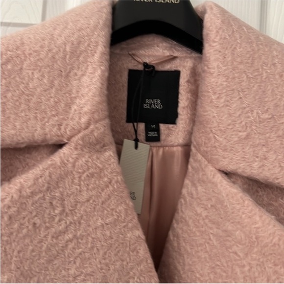 River Island Pink Long Wool-Blend Coat - Picture 2 of 9